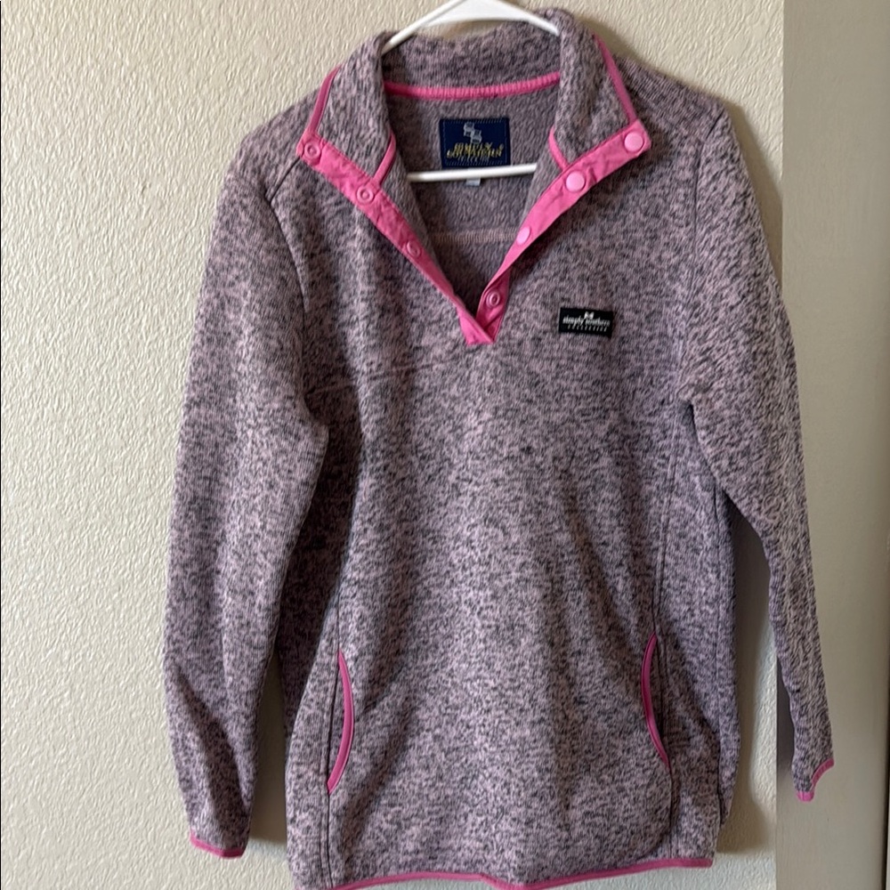Simply Southern Heathered Pink and Gray Pullover